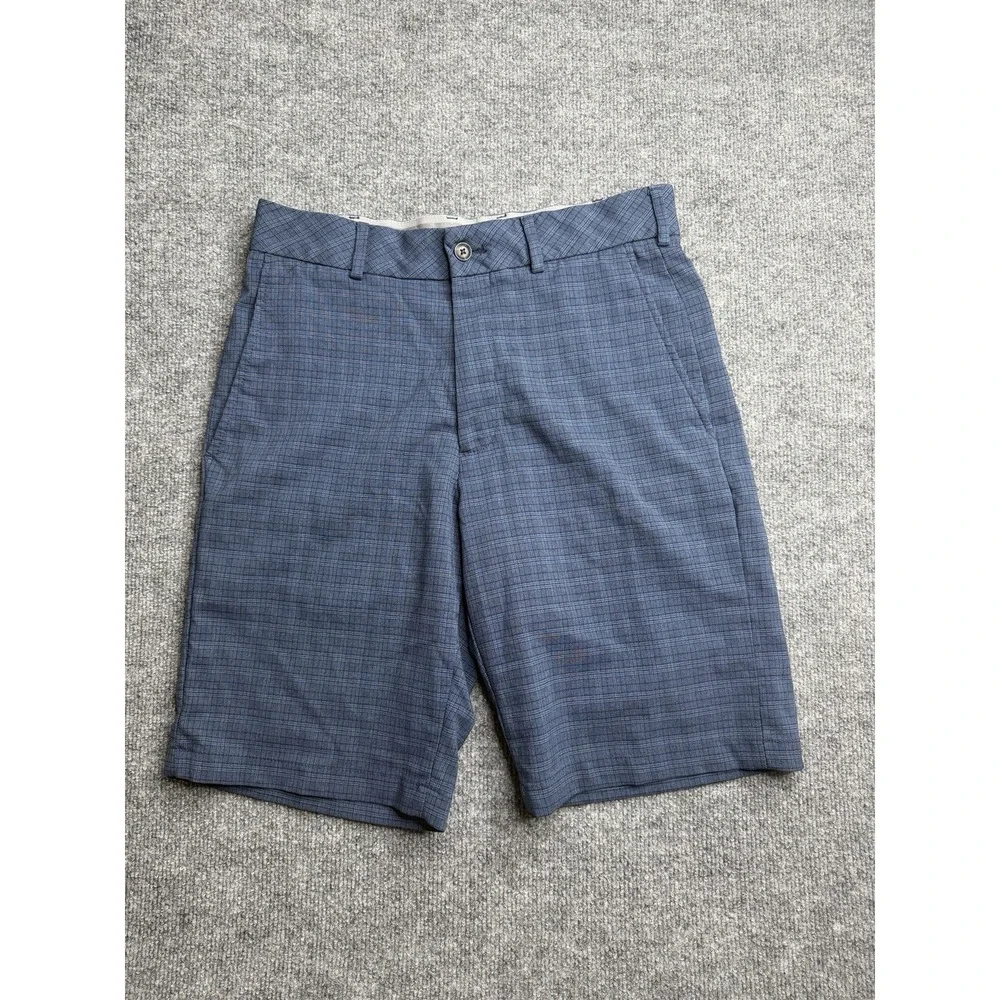 Walter Hagen Men's 30 Performance 11 Easy Waist Golf Shorts Blue Plaid Pockets